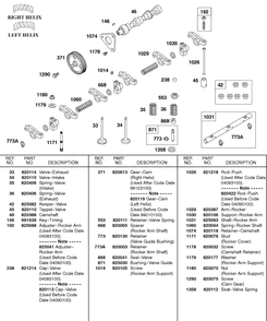 Camshaft, Rocker Arm, Valves, Springs Diagram and Parts List for 580447-0315-XX  Briggs and Stratton Engine